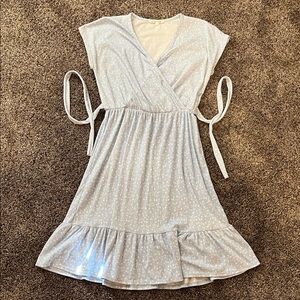 Women’s light blue floral tie dress